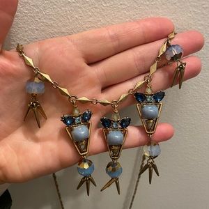 Long blue statement necklace